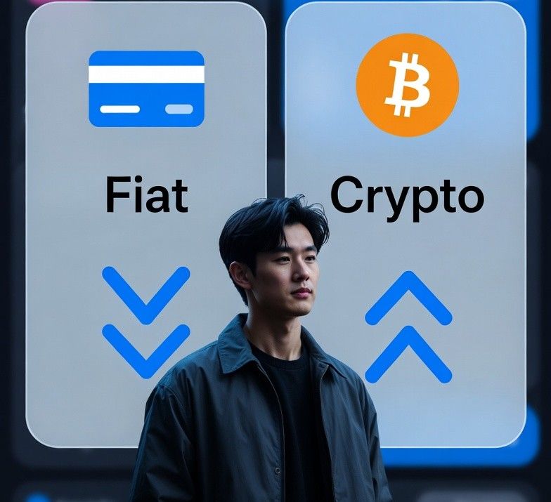 a bettor choosing between fiat and crypto options
