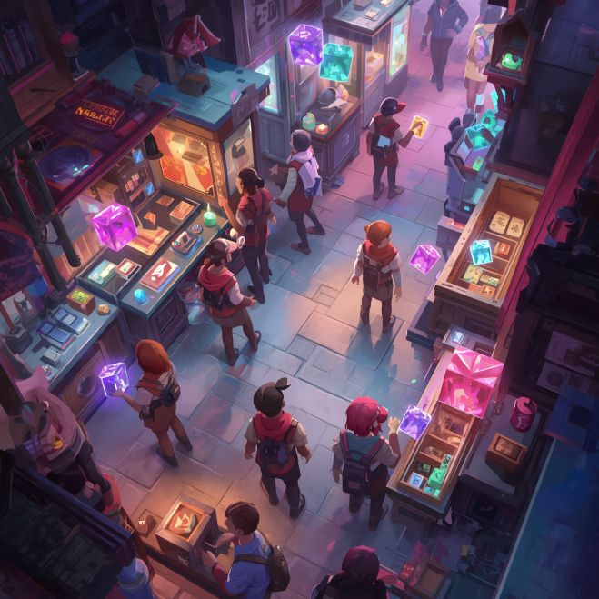 stylized digital market place